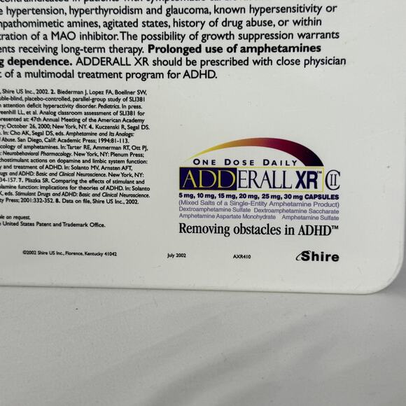 Vintage 2002 Adderall XR Promo Promotional Clipboard ADHD Advertising Doctor - Picture 6 of 6